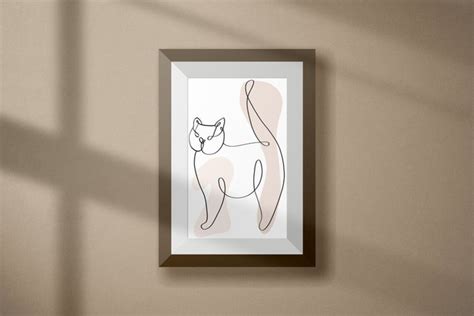 Cat One Line Art. One Line Drawing, Modern Line Art. Minimalist Line ...