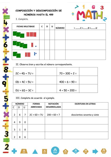 Descomposici N De N Meros Hasta El Ficha Interactiva Go Math