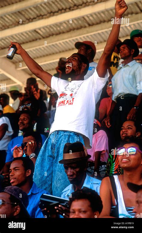 West Indies cricket fans St Johns Antigua Stock Photo - Alamy