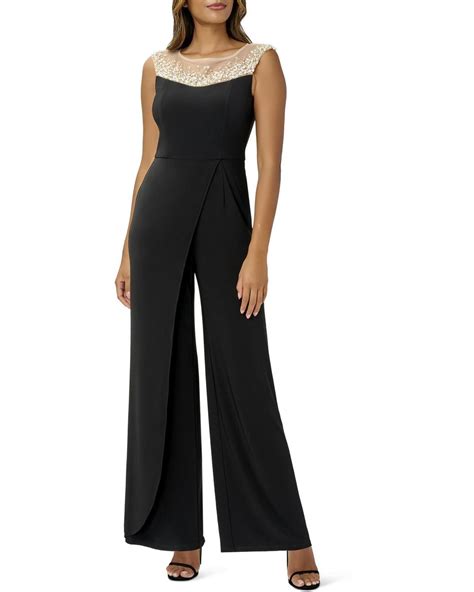 Adrianna Papell Embellished Wide Leg Jumpsuit In Black Lyst