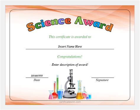 Science Award Certificate Templates | Professional Certificate Templates