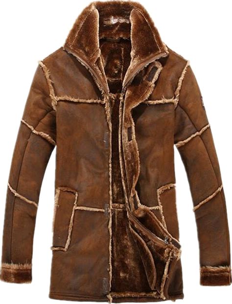 Allonly Mens Vintage Sheepskin Jacket Fur Leather Jacket Cashmere Shearling Coat At Amazon Men