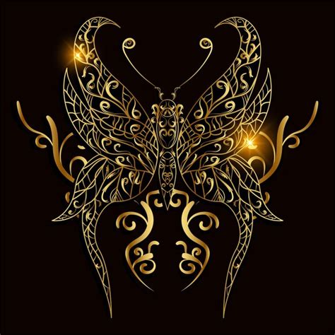 Premium Vector Butterfly Ornament Golden