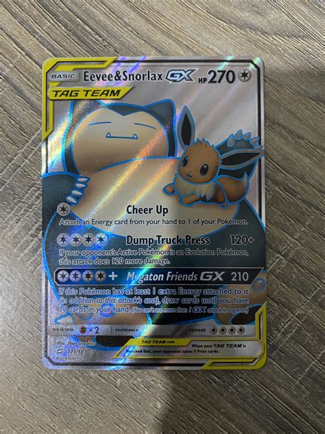 Eevee Snorlax GX Full Art Pokemon Sun Moon Team Up Hobbies