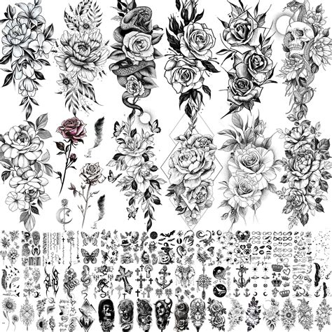 Buy Shegazzi 63 Sheets 3d Flower Temporary Tattoos For Women Girl 12