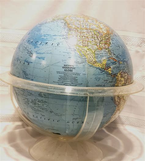 Vintage National Geographic World Globe With Acrylic Cradle 1962 Mid ...