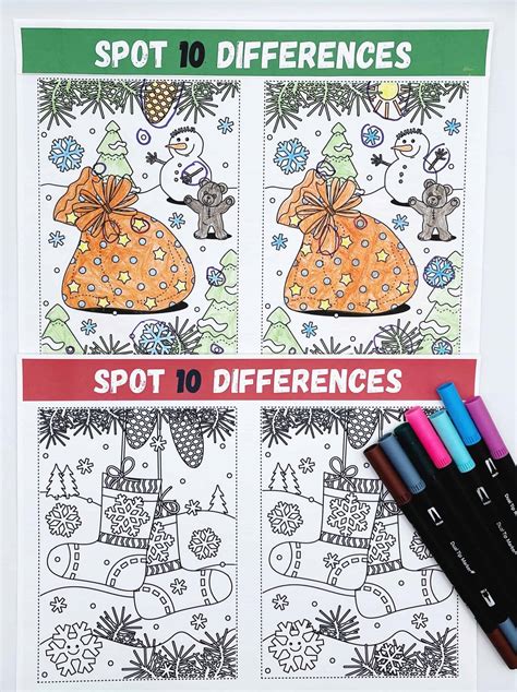 Christmas Spot The Difference Printable Adults