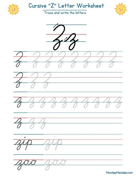 10 Cursive Z Worksheets Free Letter Writing Printables