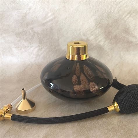 Vaporisateur De Parfum Poire Verre Artisanal Noir Or Bronze 190 Ml