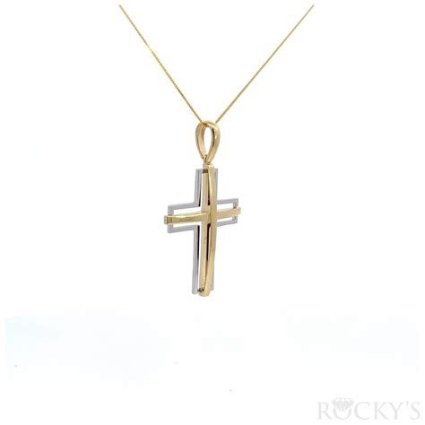 Two Tone Gold Cross Pendant