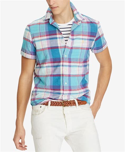 Polo Ralph Lauren Mens Classic Fit Madras Shirt Macys