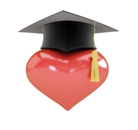 Red Heart With Graduation Cap Sex Education Concept 3d Rendering Stock Illustration