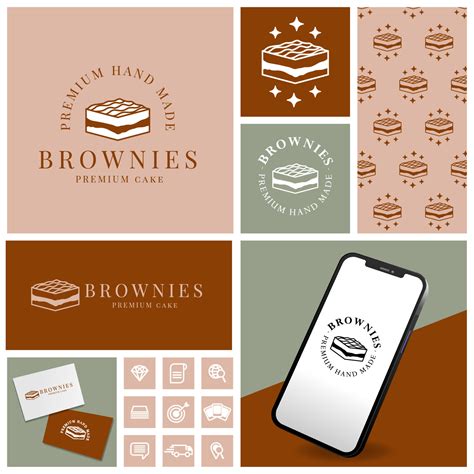 ELEGANT CAKE BROWNIES LOGO WITH ICON AND TEMPLATE SET 16136869 Vector ...