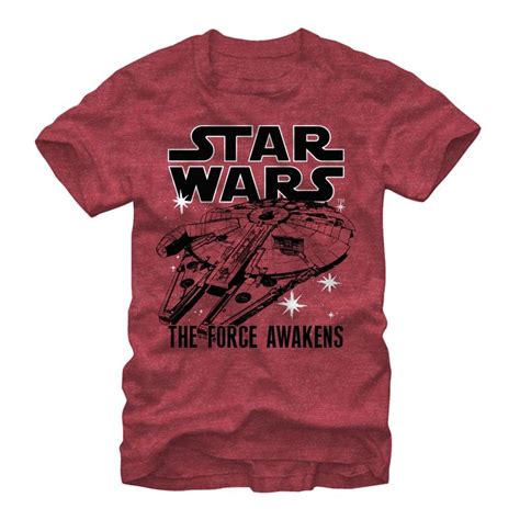 Mens Star Wars The Force Awakens Millennium Falcon Outline T Shirt