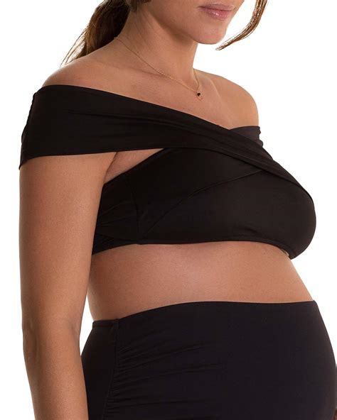 Pez D Or Maternity Lucia Crossover Bikini Top In Black Lyst