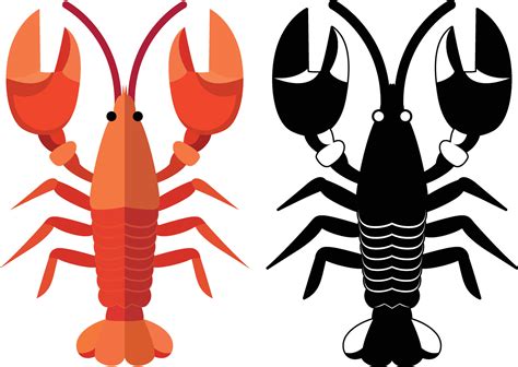 Orange Lobster Flat Style Vector Illustration,Lobster Top View Colored ...