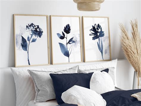 Blue Wall Prints Botanical Wall Art Blue Wall Art Blue - Etsy