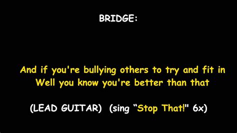 Stop That A Bullying Prevention Anthem Lyrics Youtube