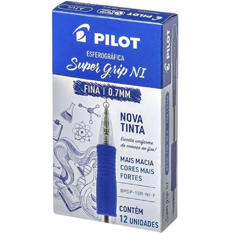 Caneta Esferogr Fica Pilot Super Grip Retr Til Fina Azul