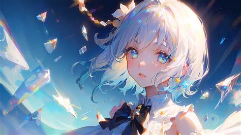 Ai Art Gradient Hair Short Hair Anime Girls Light Blue Eyes Light Blue Hair Hd Wallpaper