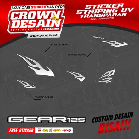 Jual Striping Transparan Mio Gear Motif Api Stiker Striping Uv