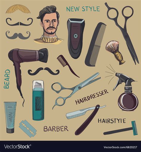 Set Of Vintage Barber Shop Elements Royalty Free Vector