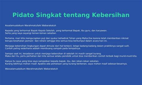 10 Contoh Pidato Singkat Tentang Kebersihan Terbaru 2024