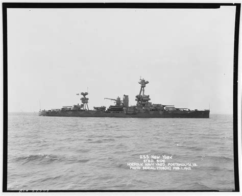 USS New York (BB-34) view taken off Norfolk, 1 February 1942, standing ...