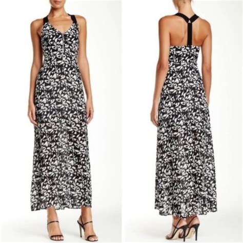 Authentic ALC Silk Patti Strappy Back Black And White Printed Maxi