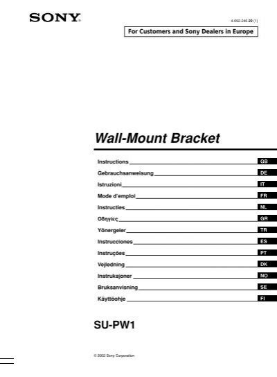 Sony SU PW1 SU PW1 Consignes dutilisation Néerlandais