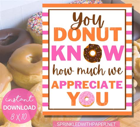 Donut Appreciation Sign Staff Co Worker Teacher Appreciation Etsy