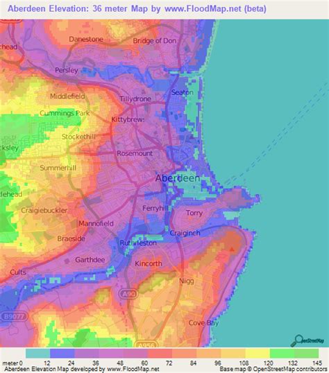 Elevation Of Aberdeenuk Elevation Map Topography Contour