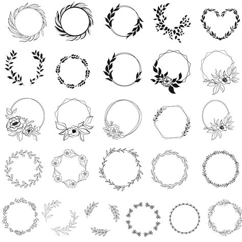 101 Floral Wreath Svg Bundle Circle Frame Svg Botanical Frame Wedding