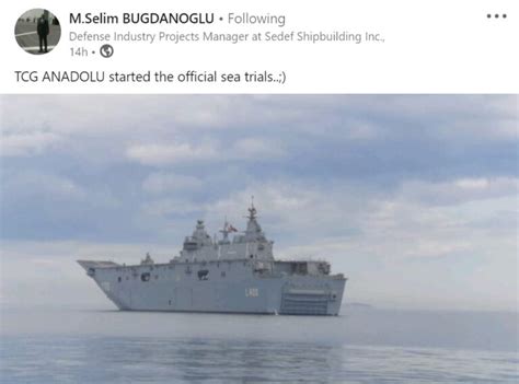 Turkiye S Drone Carrier TCG Anadolu Starts Official Sea Trials Naval News