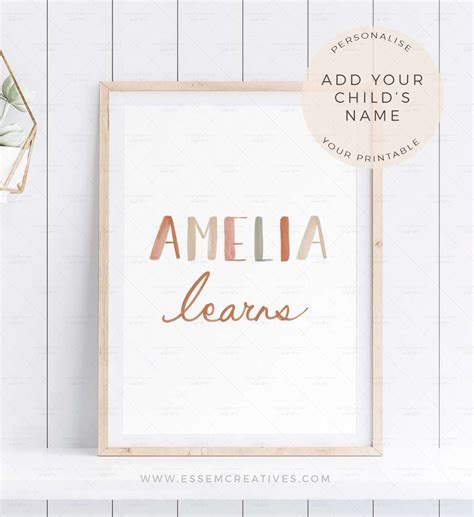 Personalised Name Poster Nursery Print Playroom Decor Wall Art