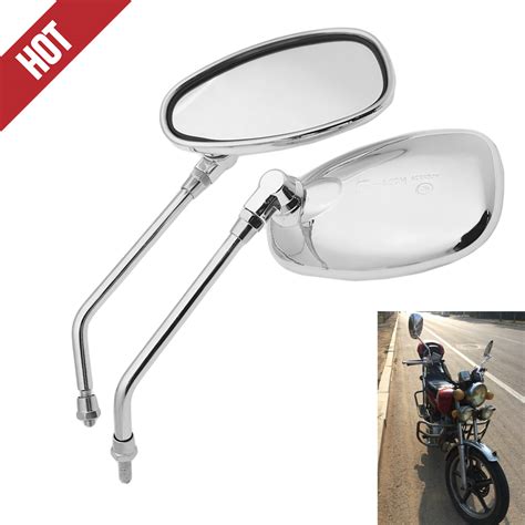 Chrome Motorcycle Rear View Mirrors Long Stem For Honda Suzuki Kawaski