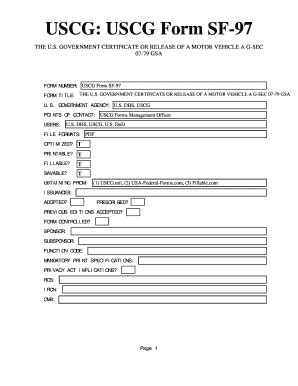 Uscg Form Sf U S Federal Forms Fill And Sign Printable Template