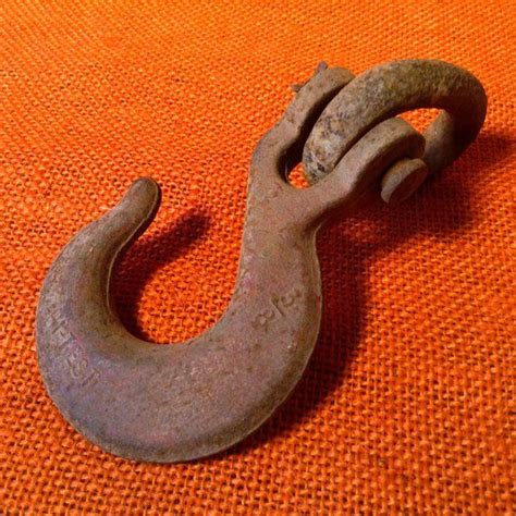 Vintage Heavy Cast Iron Chain Hook With Link Loop Faint Red Etsy Cast Iron Vintage Cast