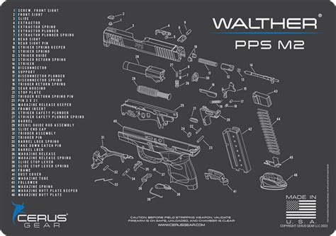 Walther Pps M2 Parts Diagram Handgun Cleaning Mat Cerus Gear