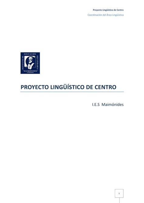 Pdf Proyecto Linguistico De Centro Iesmaimonides Comiesmaimonides