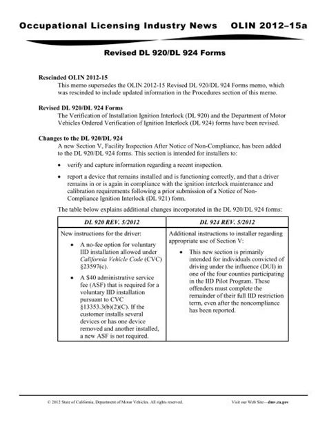 Revised Dl 920dl 924 Forms California Department Of Motor