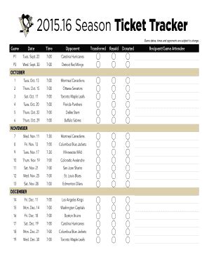 Fillable Online 201516 Season Ticket Tracker Fax Email Print - pdfFiller