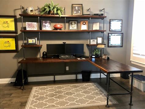 Butcher Block Corner L Shaped Desk Built In Etsy Australia