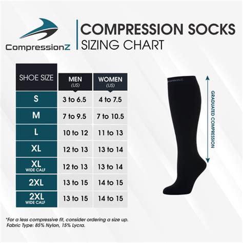 30-40 Compression Socks Size Chart