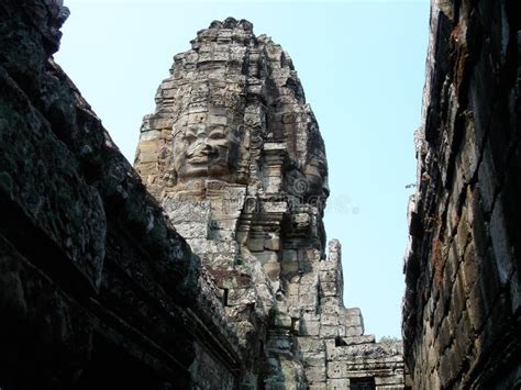 Rostros Del Templo Bayon En El Antiguo Angkor Wat Complejo Siem Reap