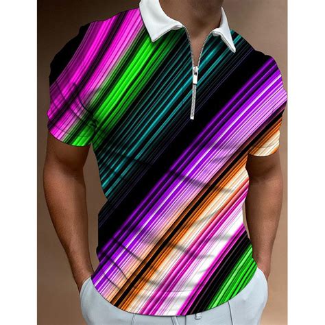 Buy Summer New 3d Printing Pattern Lapel Short Sleeve Pullover T Shirt