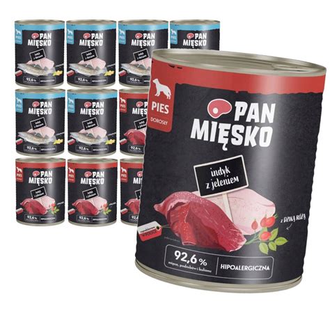 Pan Mięsko Indyk z Jeleniem Dorszem 12x800g Mokra Karma Dla Psów