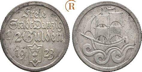 Danzig 1 2 Gulden 1923 Ss Vz MA Shops