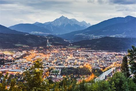 Inn Valley As Seen From Nordkette Mountain And Ski Area In Tyrol Region