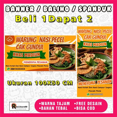 jual banner nasi pecel khas madiun spanduk nasi pecel shopee indonesia